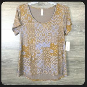Lularoe Classic T, Size Small, Purple-Grey with Gold Pattern